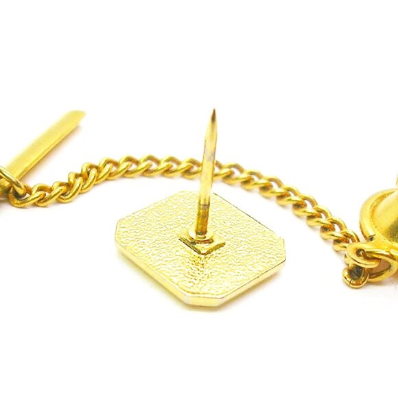 Initial Monogram D Tie Tack Pin with chain old English Letter vintage - Picture 2 of 3